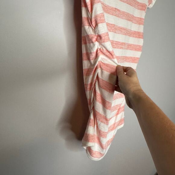 Market & Spruce Maternity Crewneck Coral White Striped Tee NWT Size Medium - Picture 4 of 9